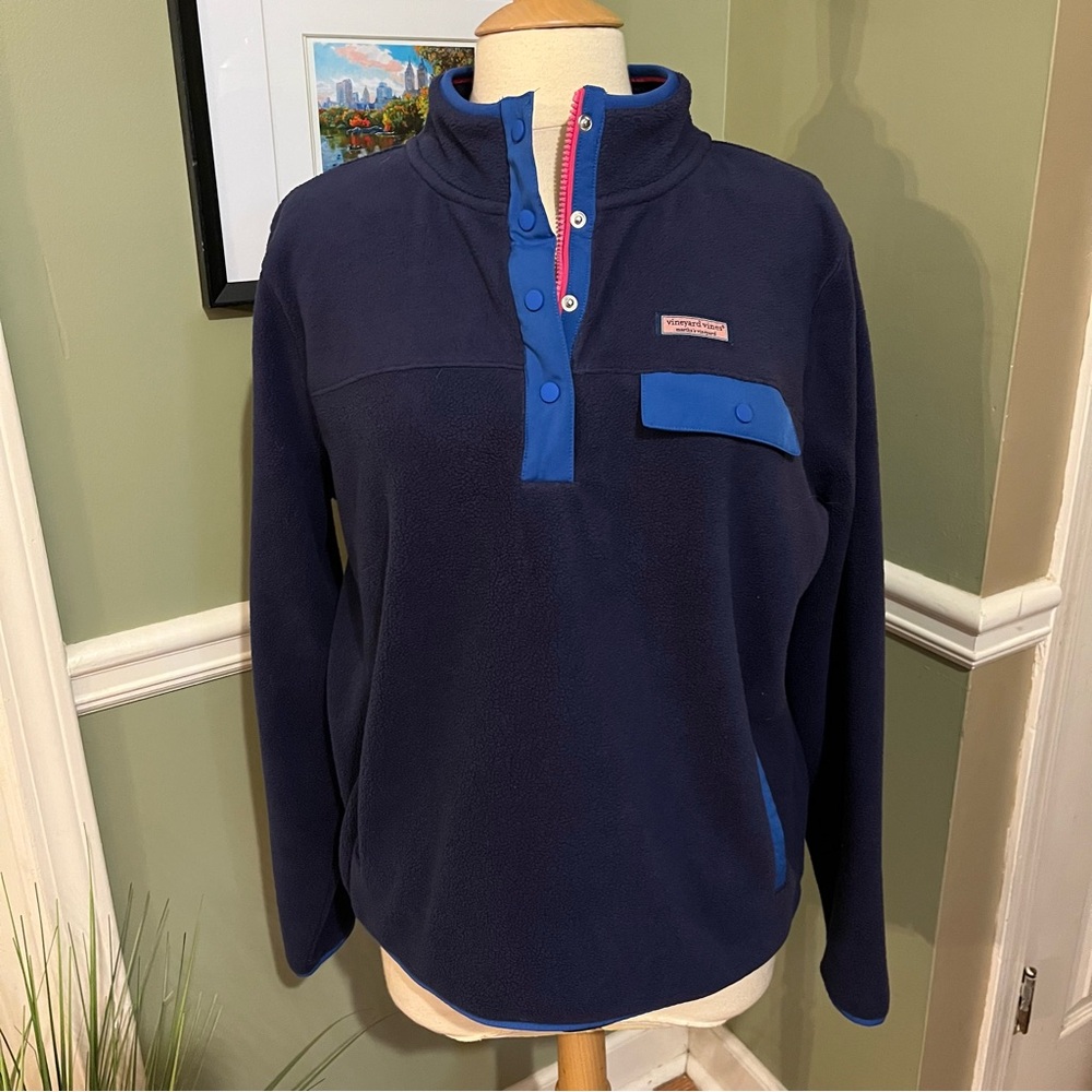 Vineyard Vines Women’s Navy and Blue Fleece Pullover - Picture 3 of 7